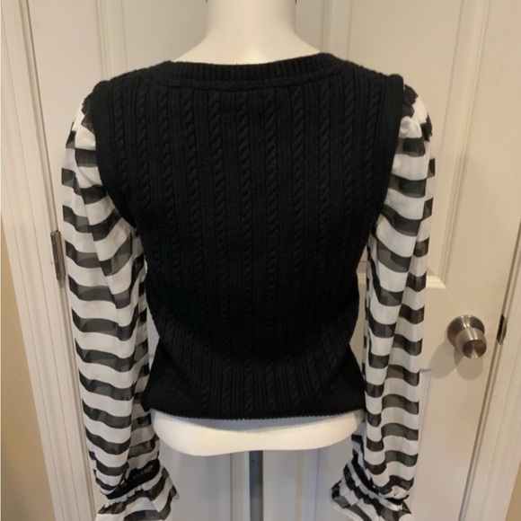 Maeve Black cable knit & sheer stripe sleeves - Picture 8 of 8